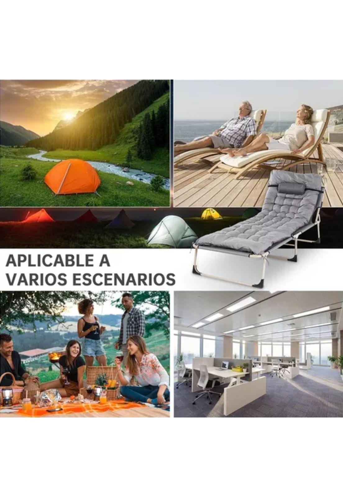 Catre cama camping plegable portátil con colchón y almohada-4