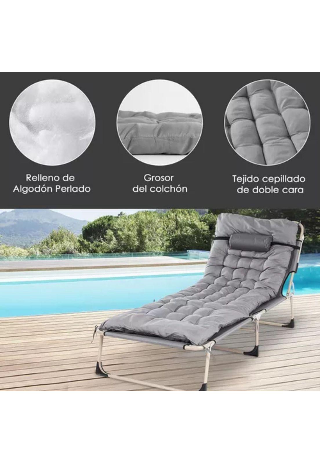 Catre cama camping plegable portátil con colchón y almohada-5
