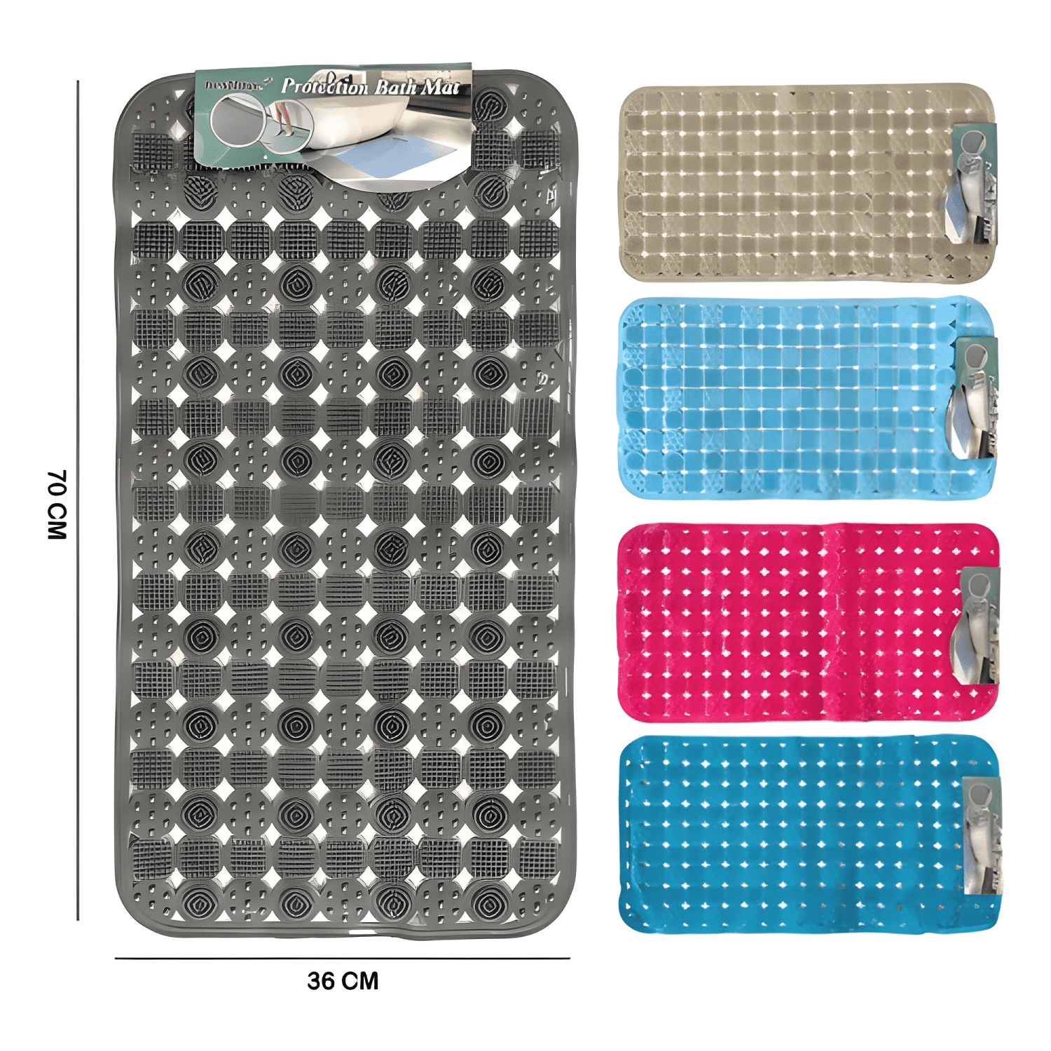 Alfombra De Baño Para Ducha Tina Antideslizante 70x36cm #1-0