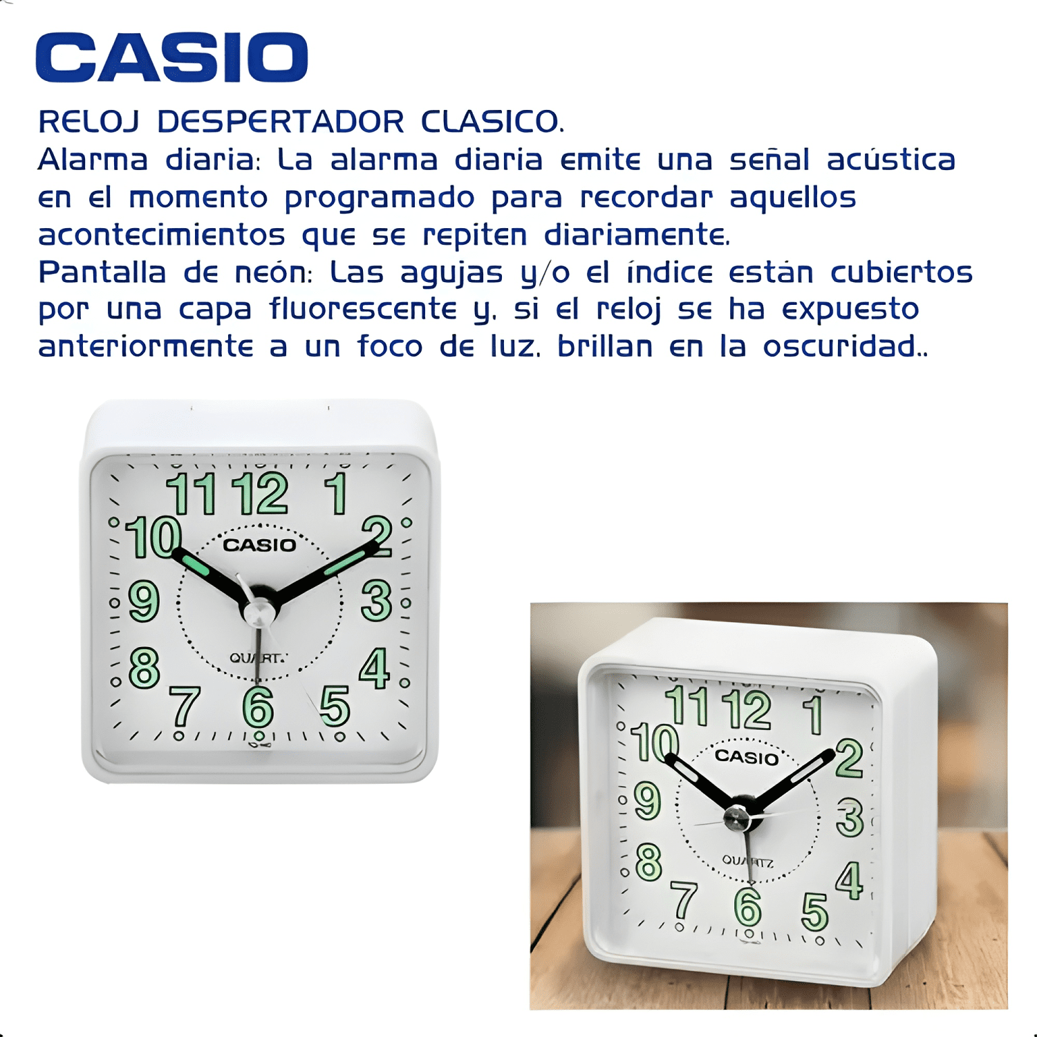 Reloj despertador casio tq-140-7d colores surtidos Blanco-1