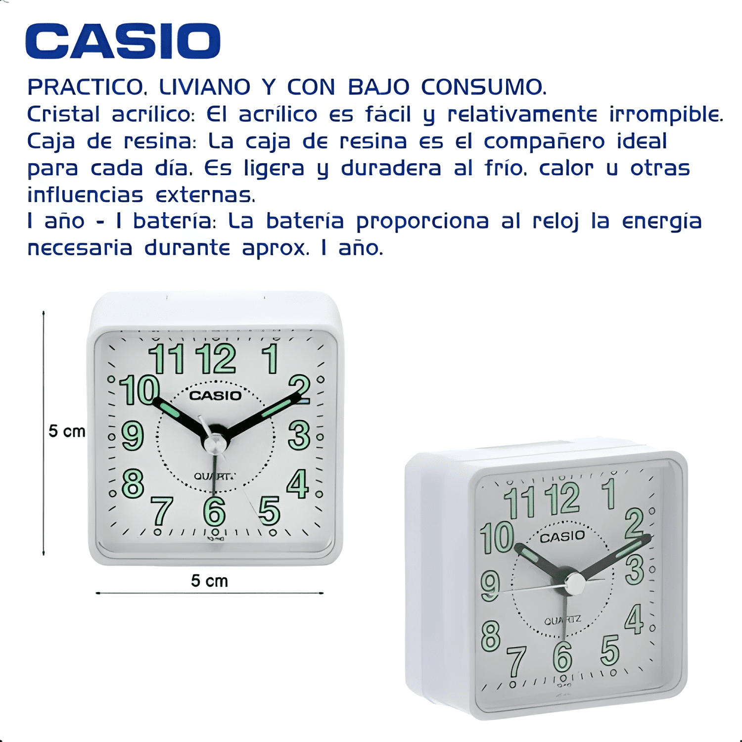 Reloj despertador casio tq-140-7d colores surtidos Blanco-2