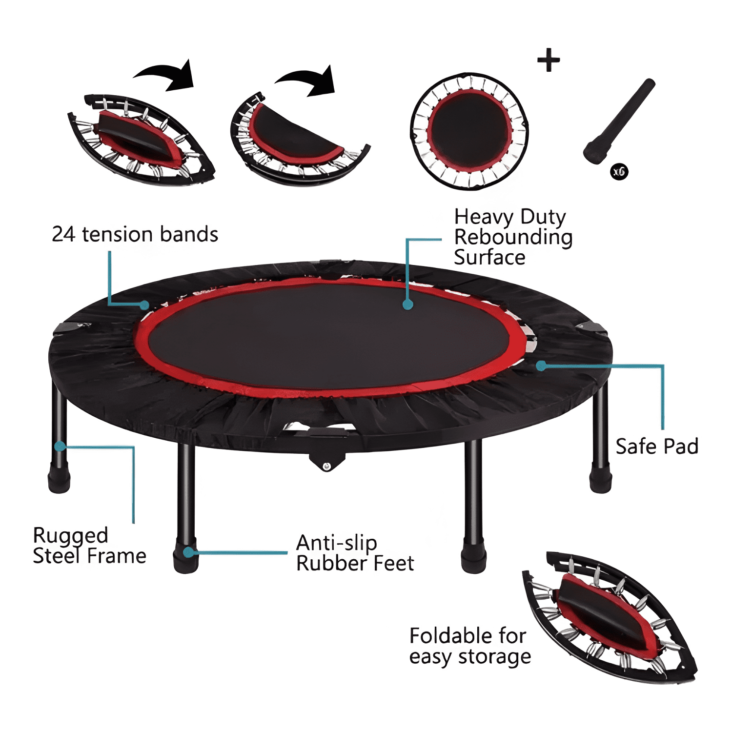 Trampolín plegable portátil Home Fitness 100 cm #4-2