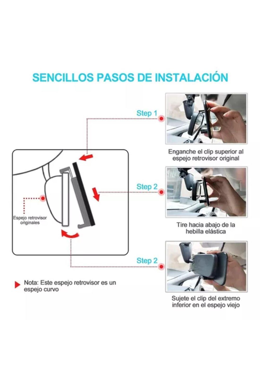 Espejo panorámico retrovisor gran angular para automóvil, color negro-5
