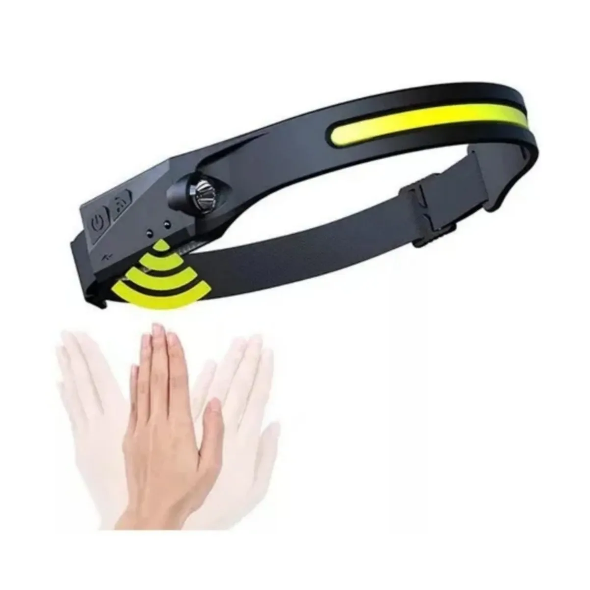 Linterna Led Cintillo Con Sensor Montado En La Cabeza Blanco Negro-0
