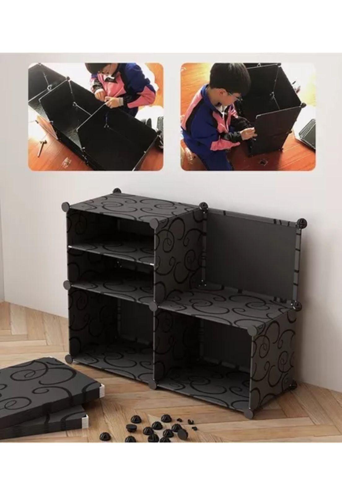 Zapatero organizador armable combinación libre 6n negro-2