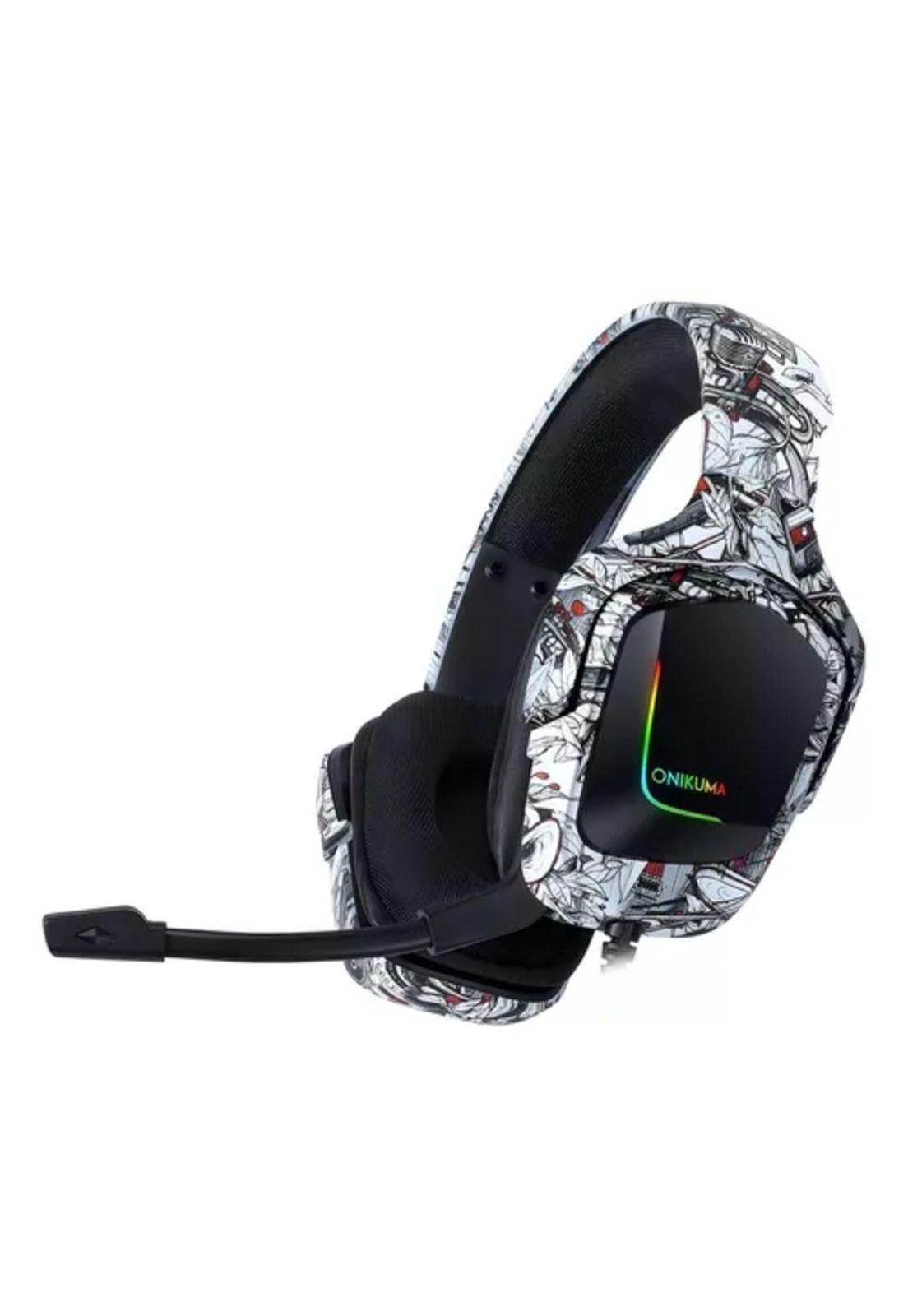 Auriculares gamer Onikuma K20 camuflaje blanco LED blanco-2