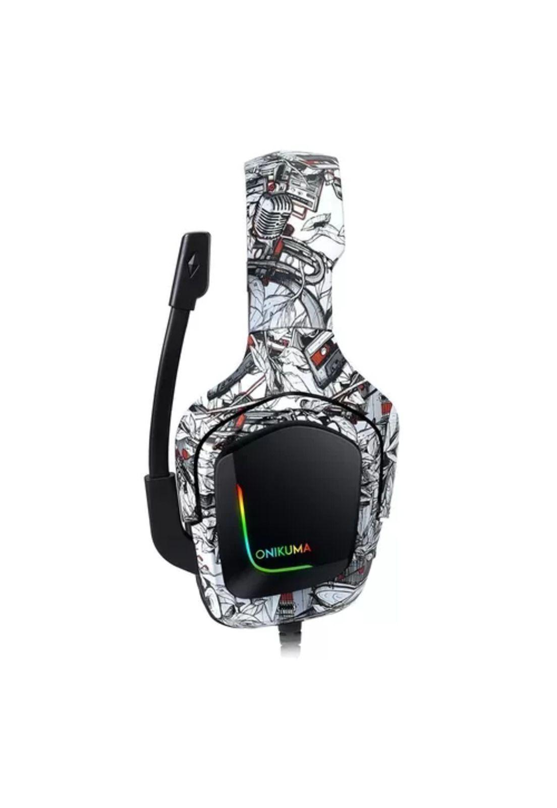Auriculares gamer Onikuma K20 camuflaje blanco LED blanco-3
