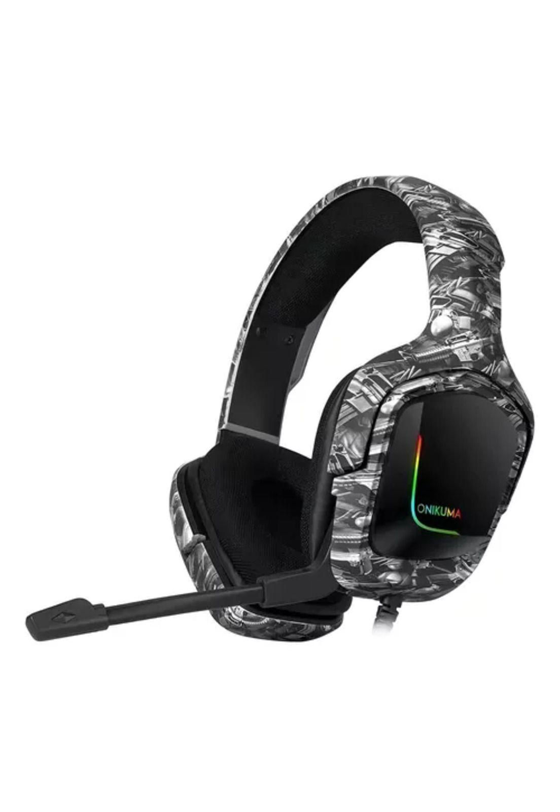Auriculares gamer Onikuma K20 camuflaje blanco LED blanco-5