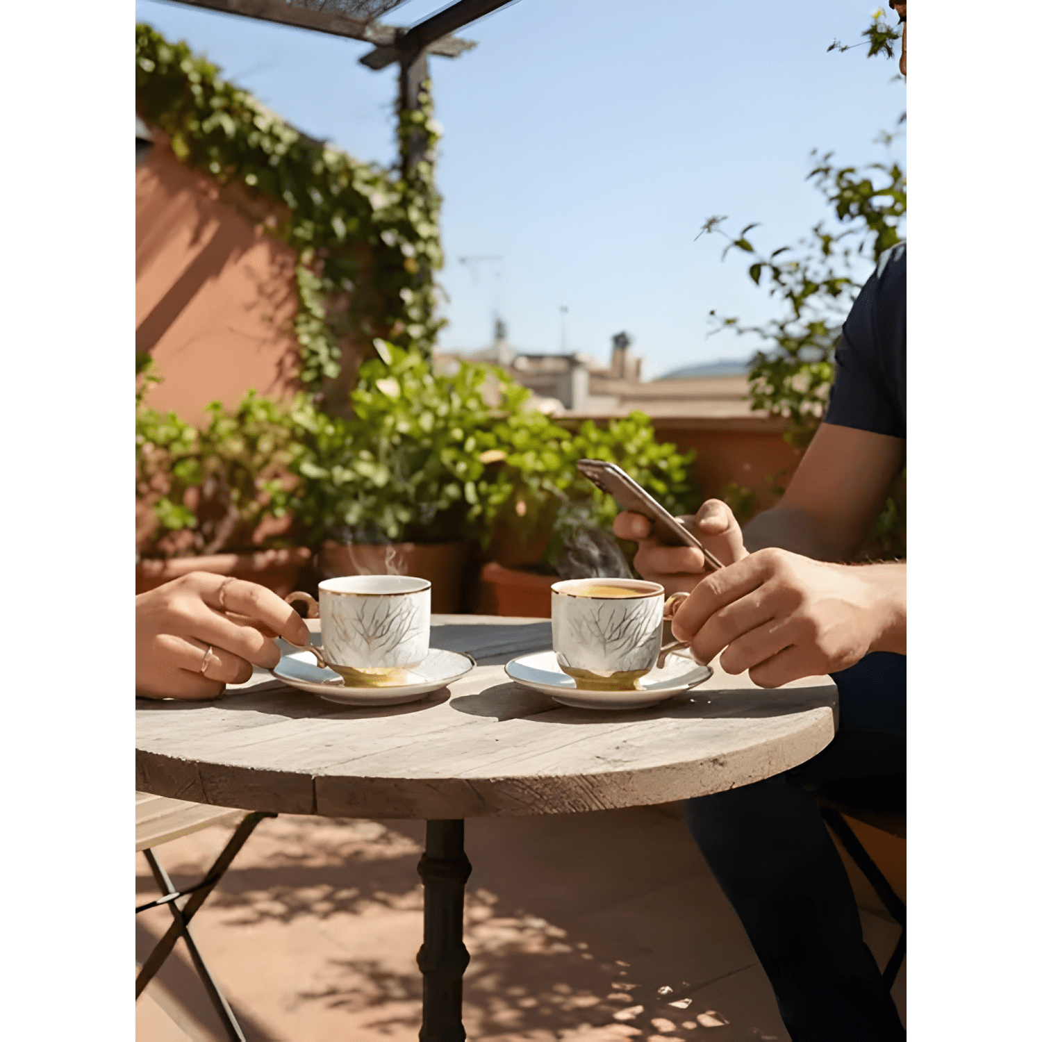 Juego vajilla tazas platillos gourmet grabados botánicos-1
