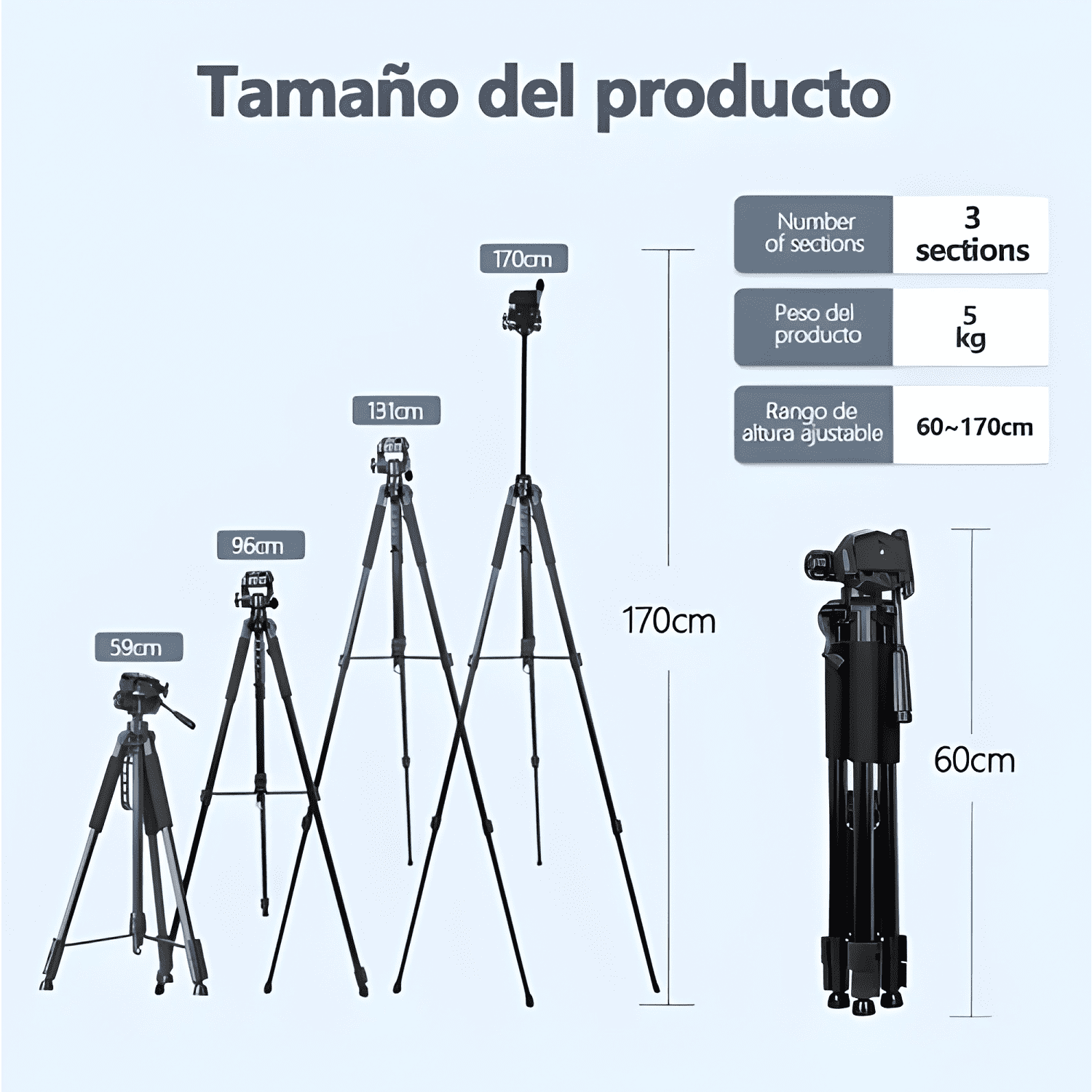 Trípode Profesional Para Cámara, Celular, Video 1.7m-4
