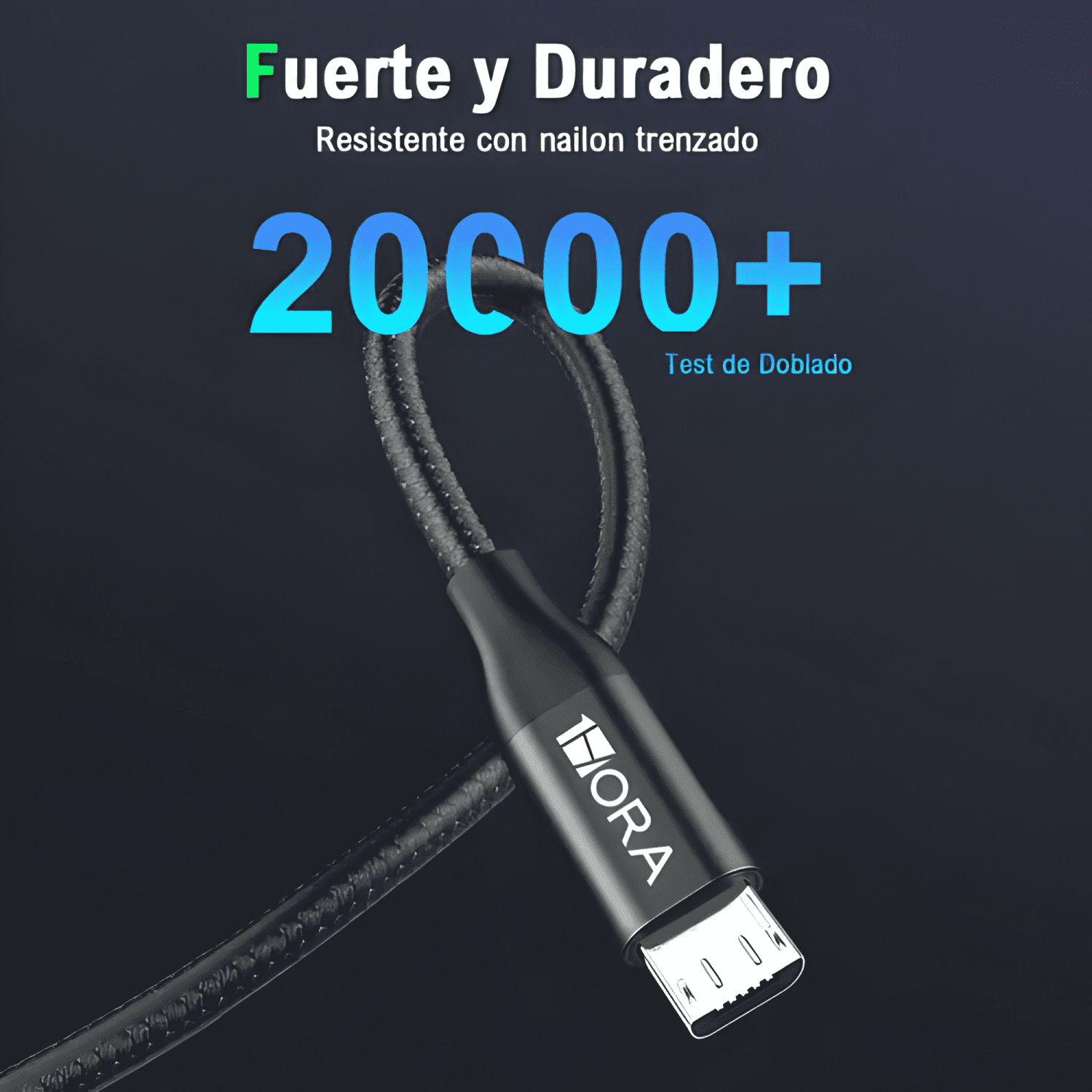 Cable micro USB carga rápida 2.4a datos 3.0 nylon Negro-2