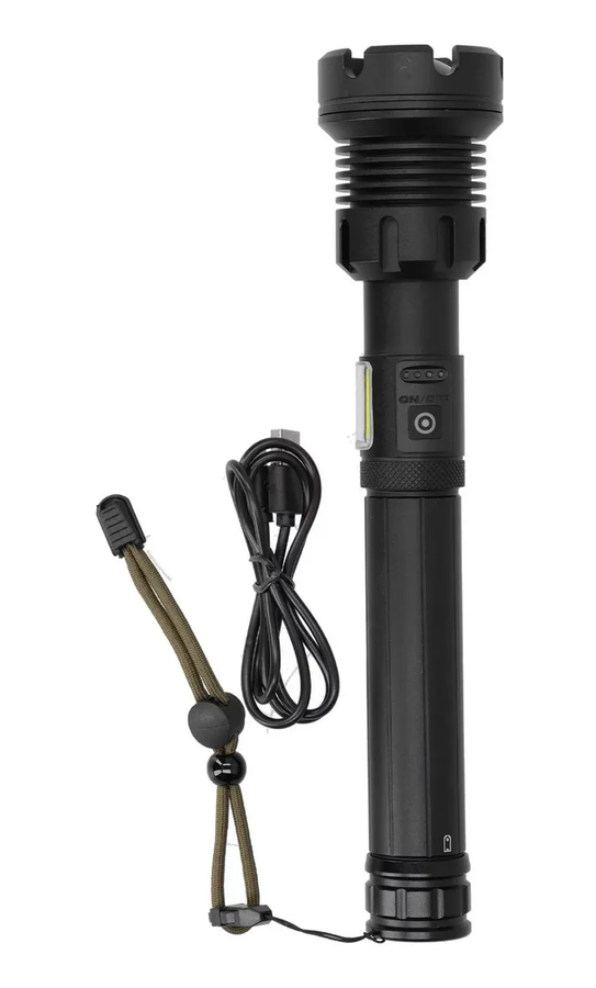 Potente Linterna Con Zoom Led Xhp90, Power Bank 7 Modos Color de la linterna Blanco hielo Color de la luz Blanco-0