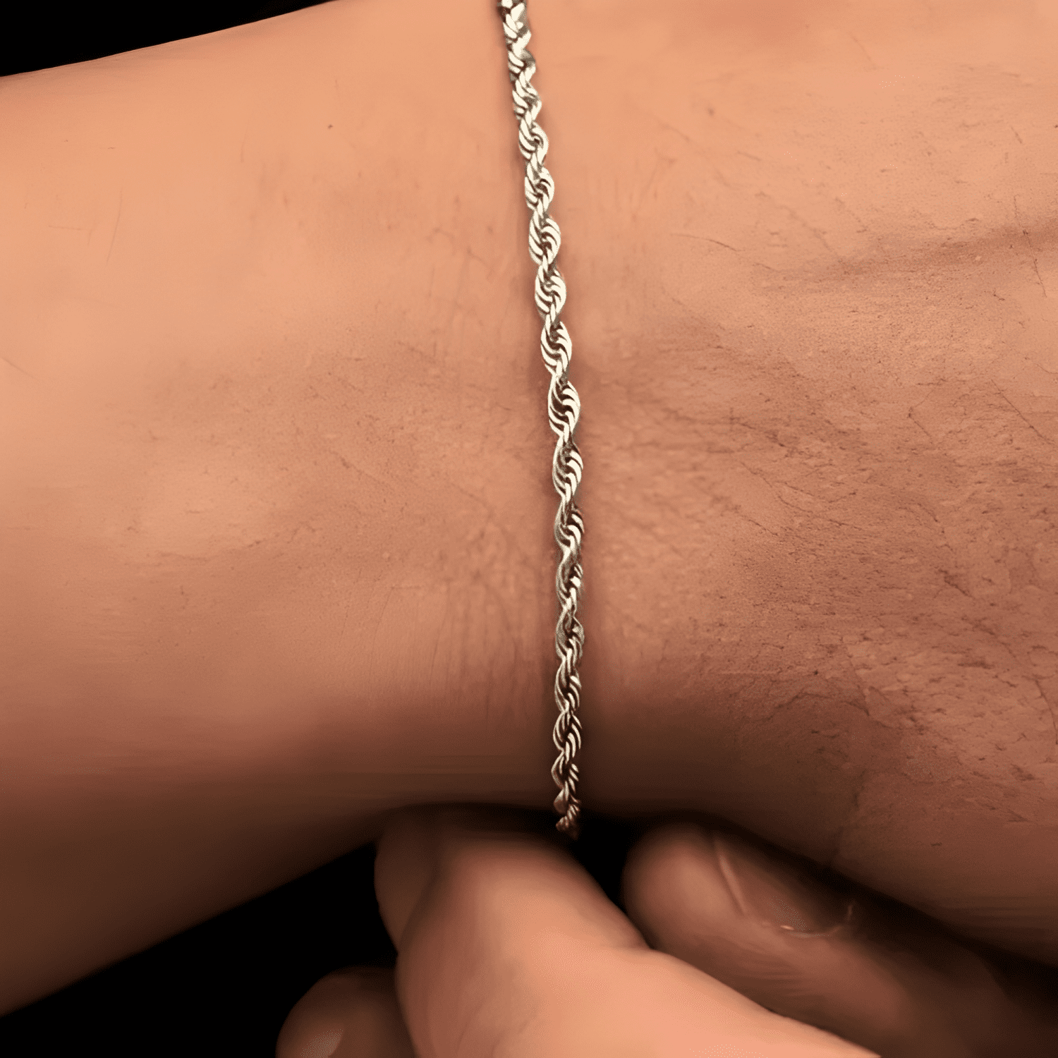 Pulsera rope 3mm unisex elegante saint venik 18 CM Plateada-3