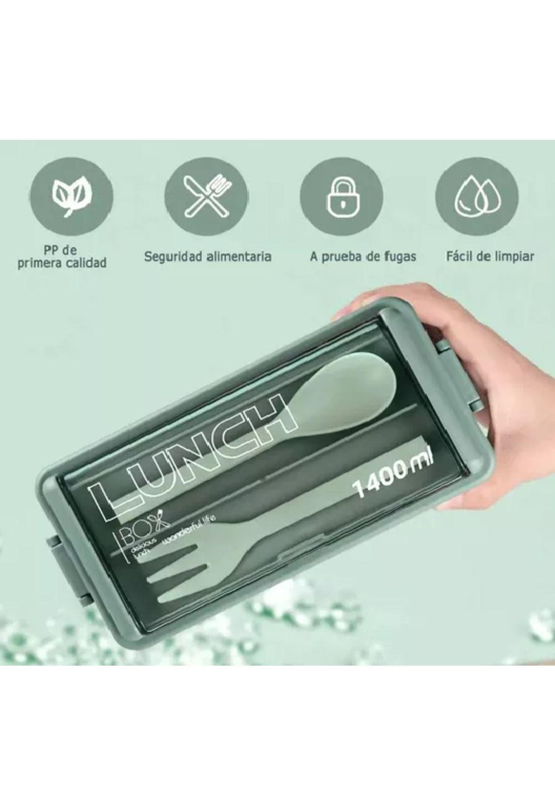 Lunch box 2 niveles fiambrera desmontable con cubiertos-3