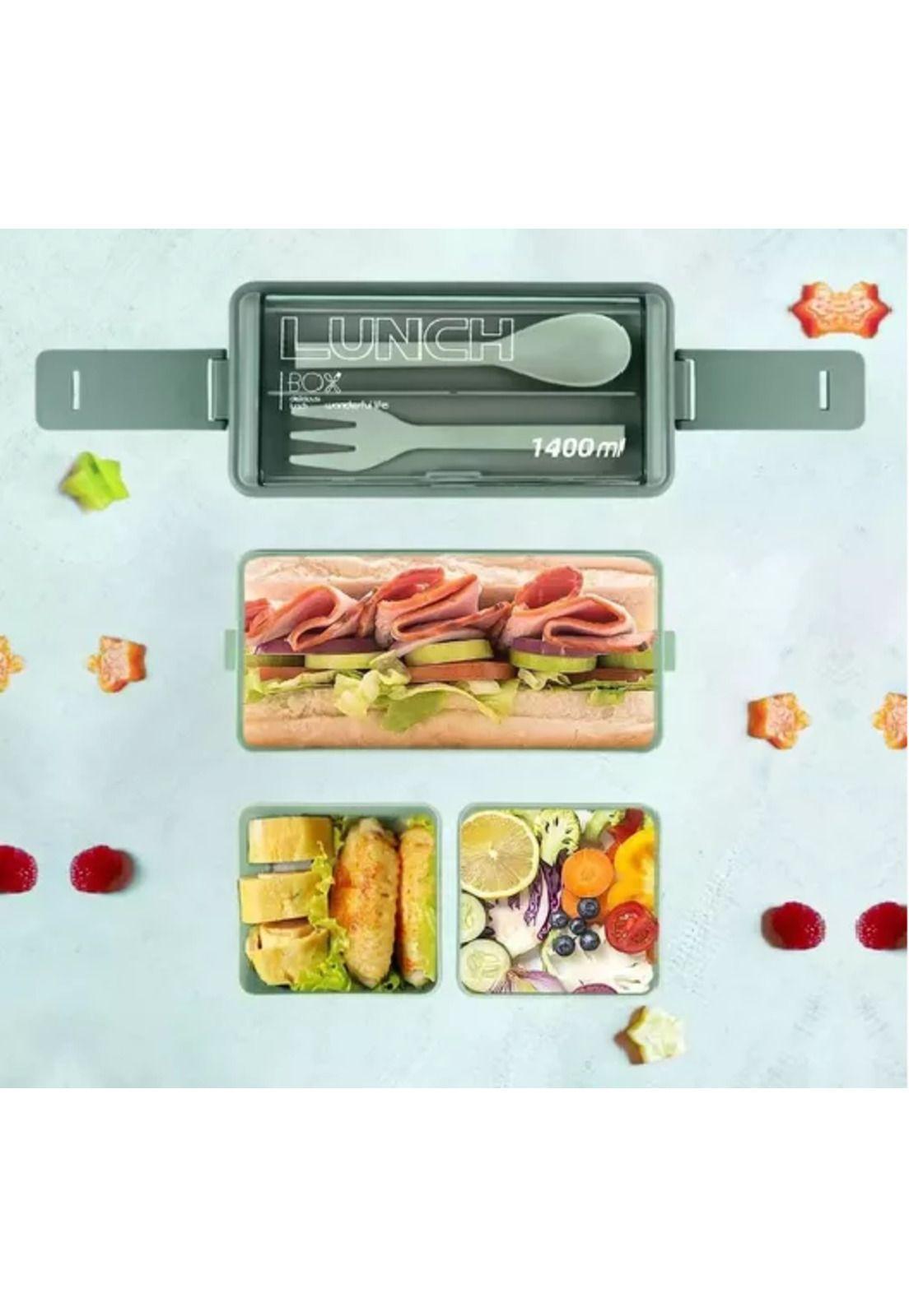 Lunch box 2 niveles fiambrera desmontable con cubiertos-4