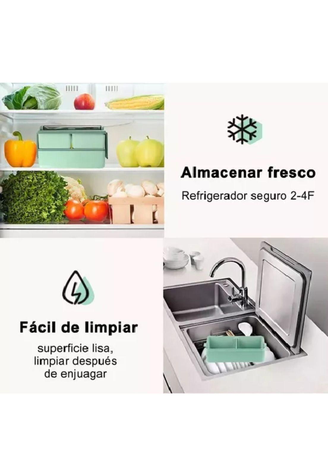 Lunch box 2 niveles fiambrera desmontable con cubiertos-5