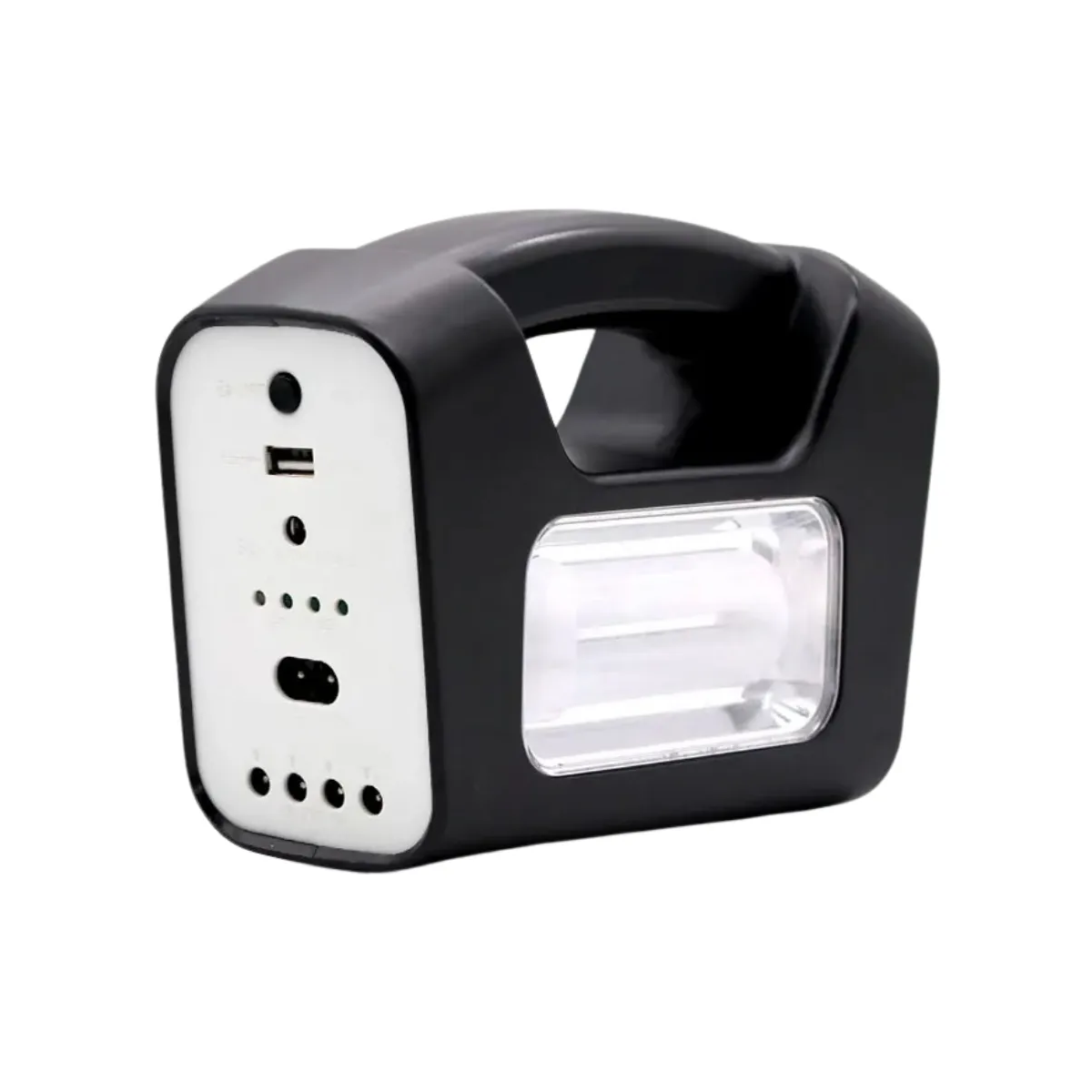 Kit Emergencia Solar Panel Camping Linterna Led Ampolletas Blanco Negro-0