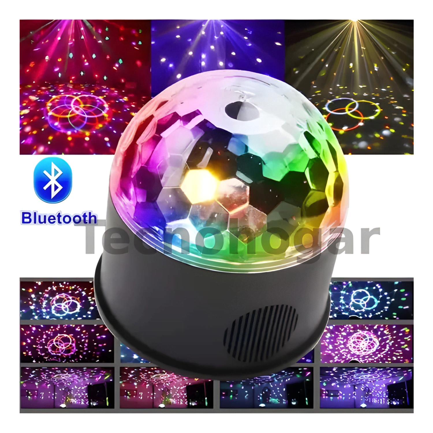 Parlante bluetooth proyector bola disco luces led fiesta-3
