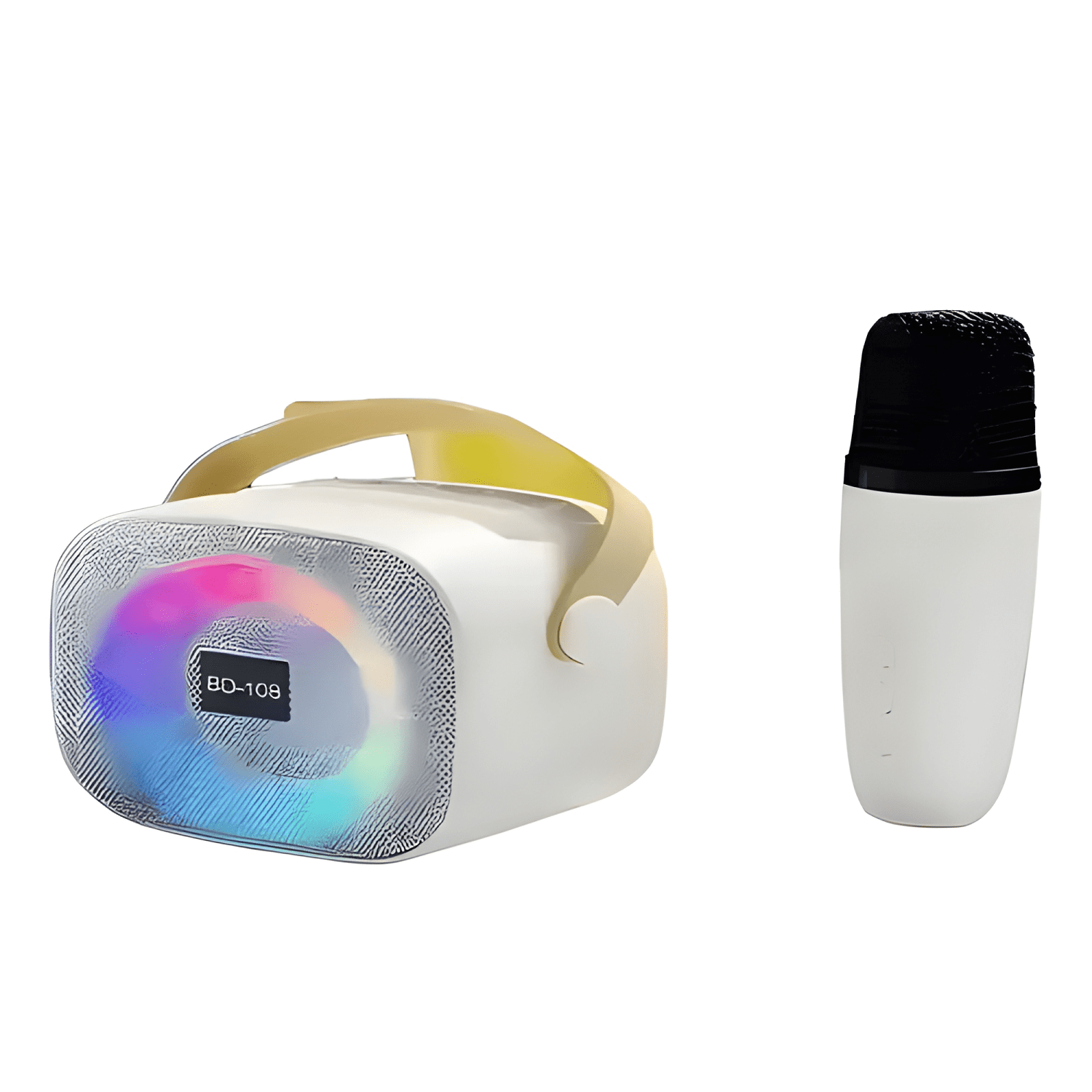 Mini altavoz karaoke bd108 bluetooth luces led v5 3 Blanco-1