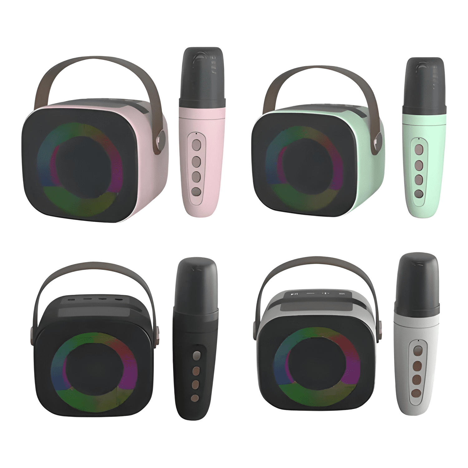 Mini altavoz karaoke bd108 bluetooth luces led v5 3 Blanco-4