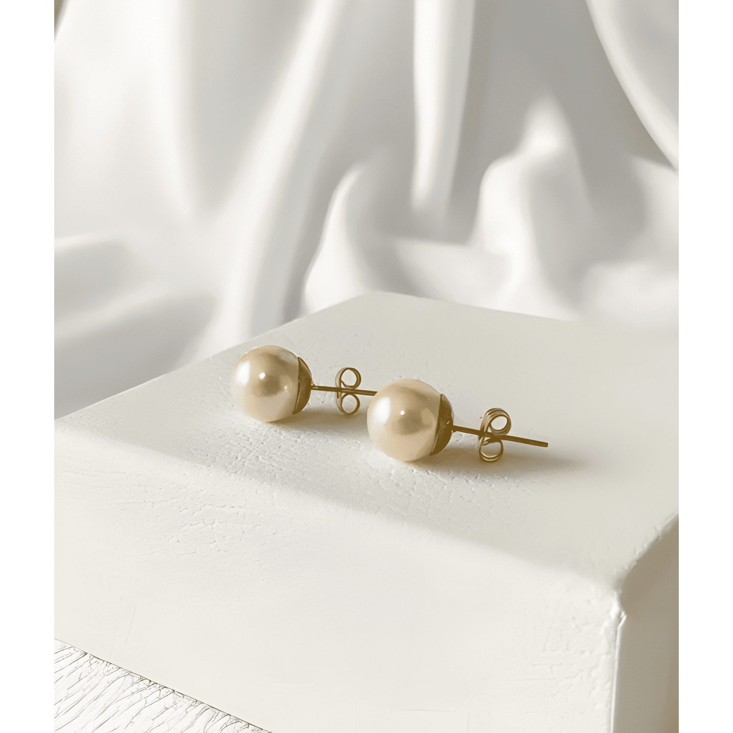 Aros De Perla Mallorca Clasico Base Enchapada En Oro 18k #1-4
