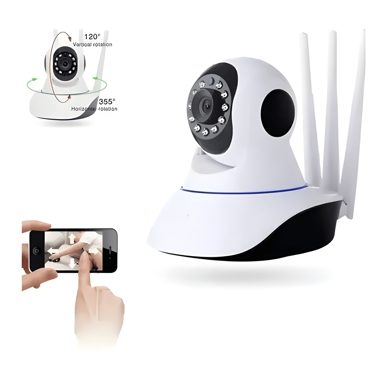 Pack 2 Camara Ip 3 Antenas Wifi Nocturna 360 Motorizada-2