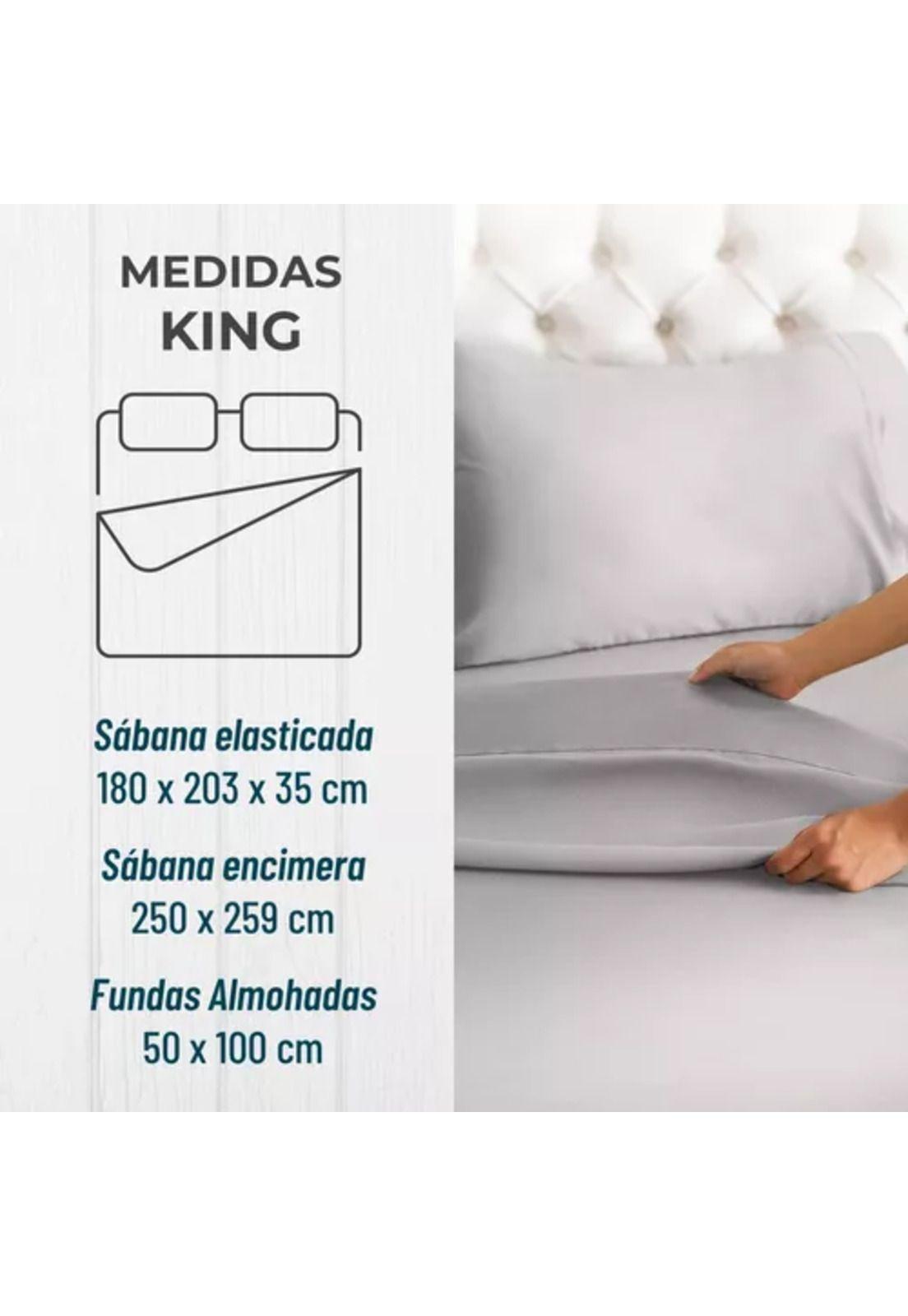 Sábana 1800 ultra suave + funda bordada, king, color gris-1