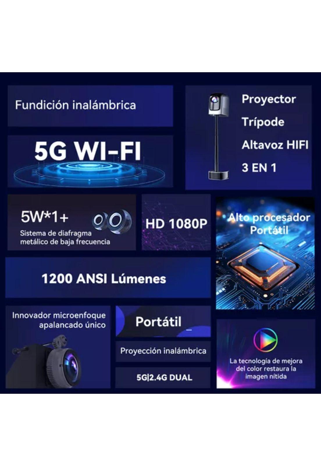 Proyector Android Wifi portátil HD 4K con soporte 12000lm-2