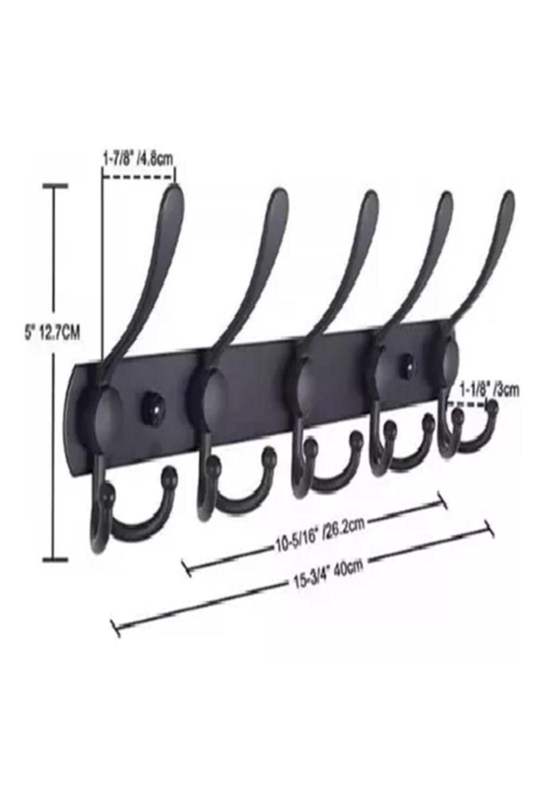 Ganchos perchero sombrero doble colgador pared cocina 2 piezas negro-2