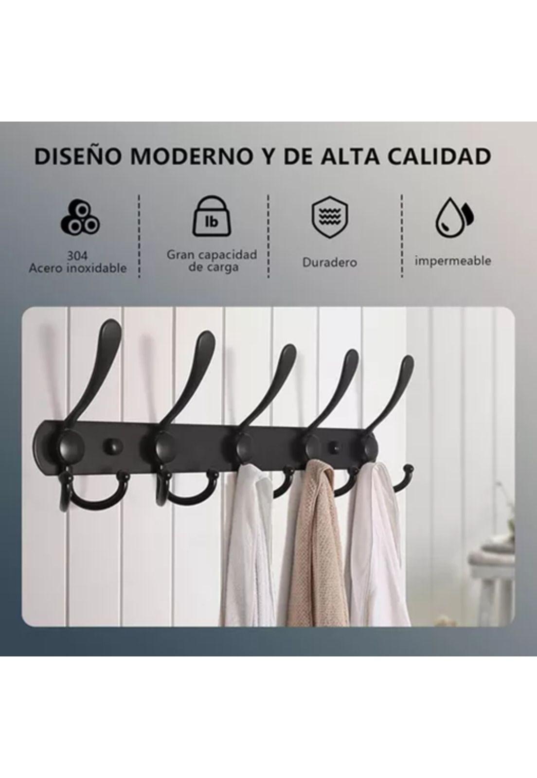 Ganchos perchero sombrero doble colgador pared cocina 2 piezas negro-3
