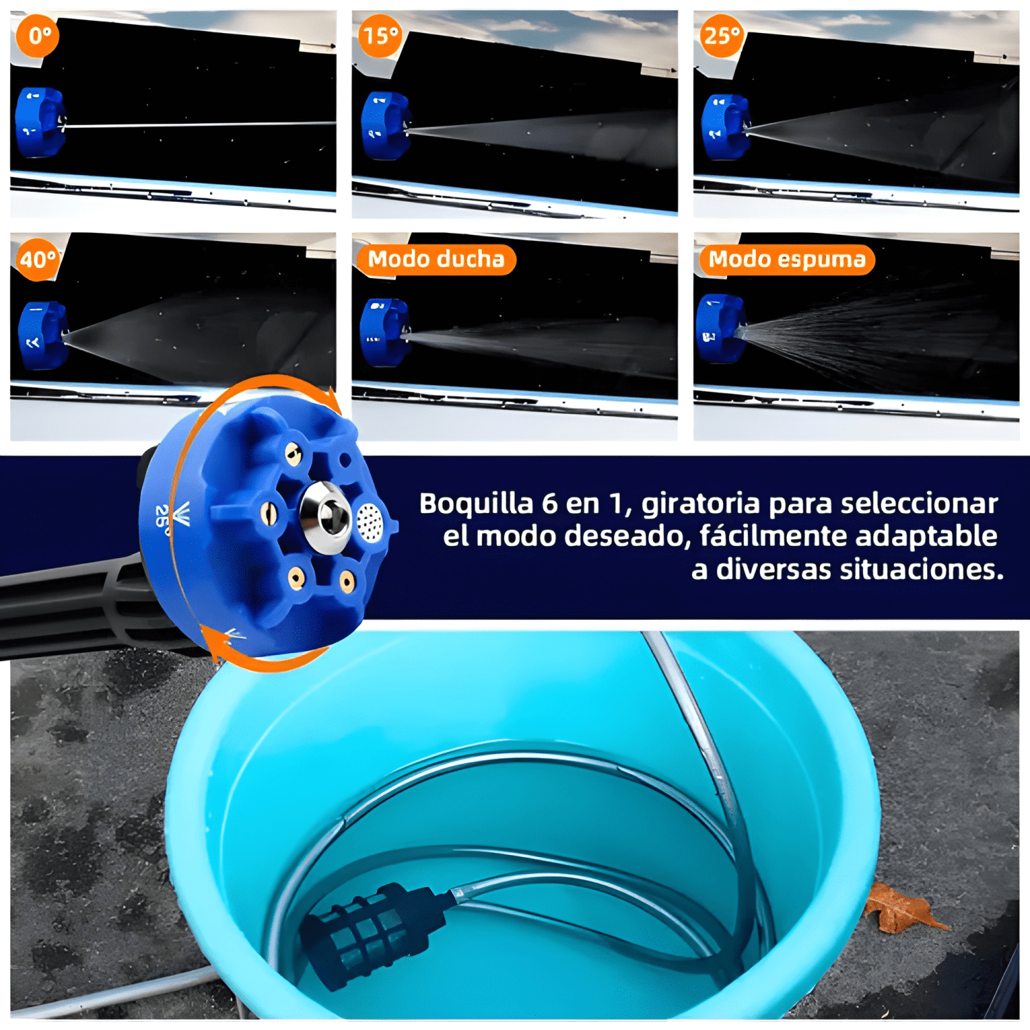 Pistola Hidrolavadora Inalámbrica Micota 6 Boquillas 2-3