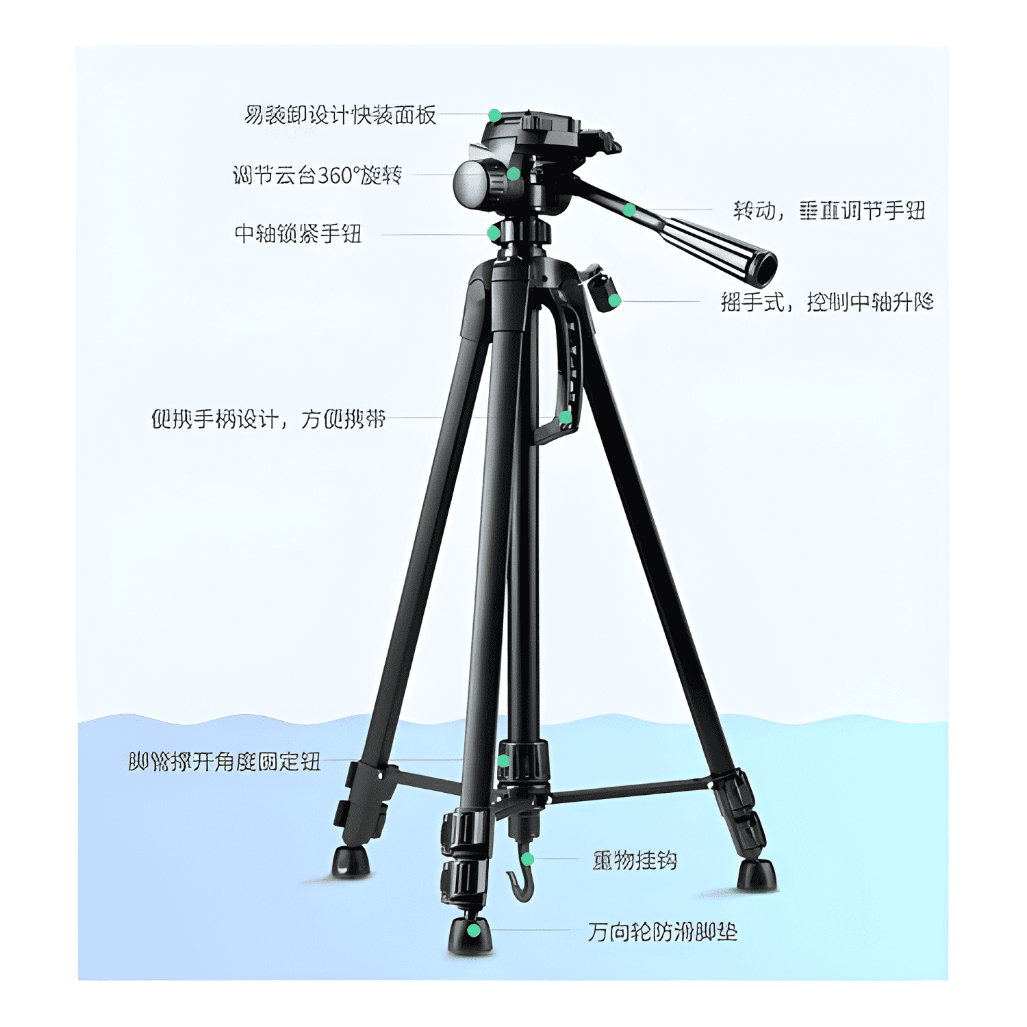 Trípode Profesional para Cámara y Celular, 140 cm de Negro-2