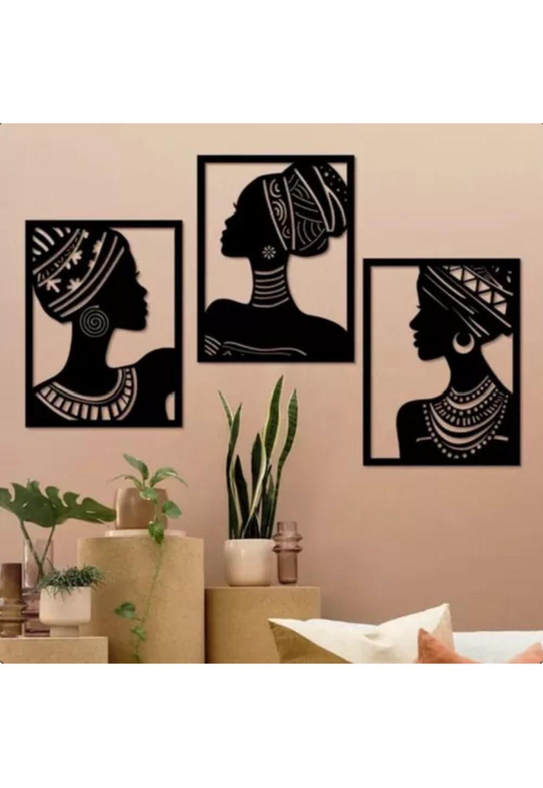 Cuadros decorativos de damas africanas, pack de 3 unidades-2