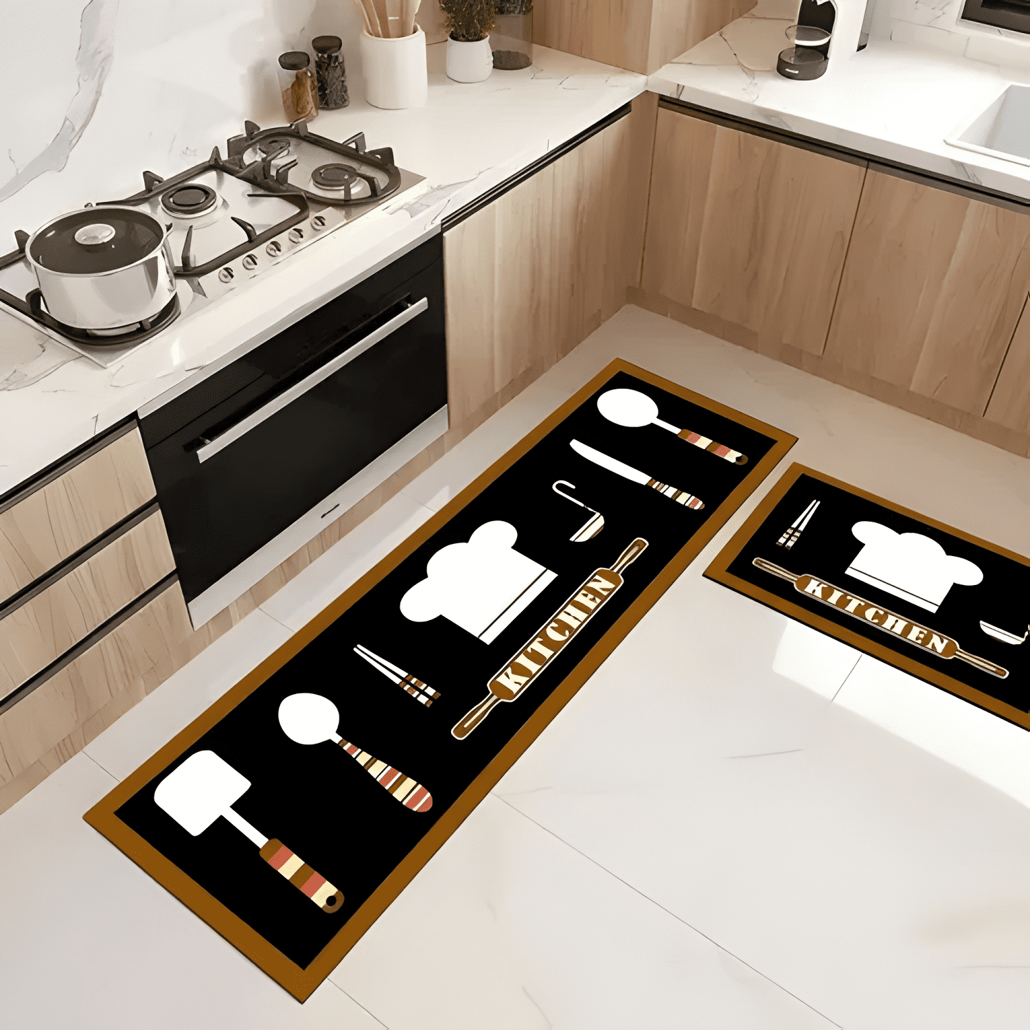 Alfombra Antideslizante Pack De 2 Tapete Baño Y Cocina-0