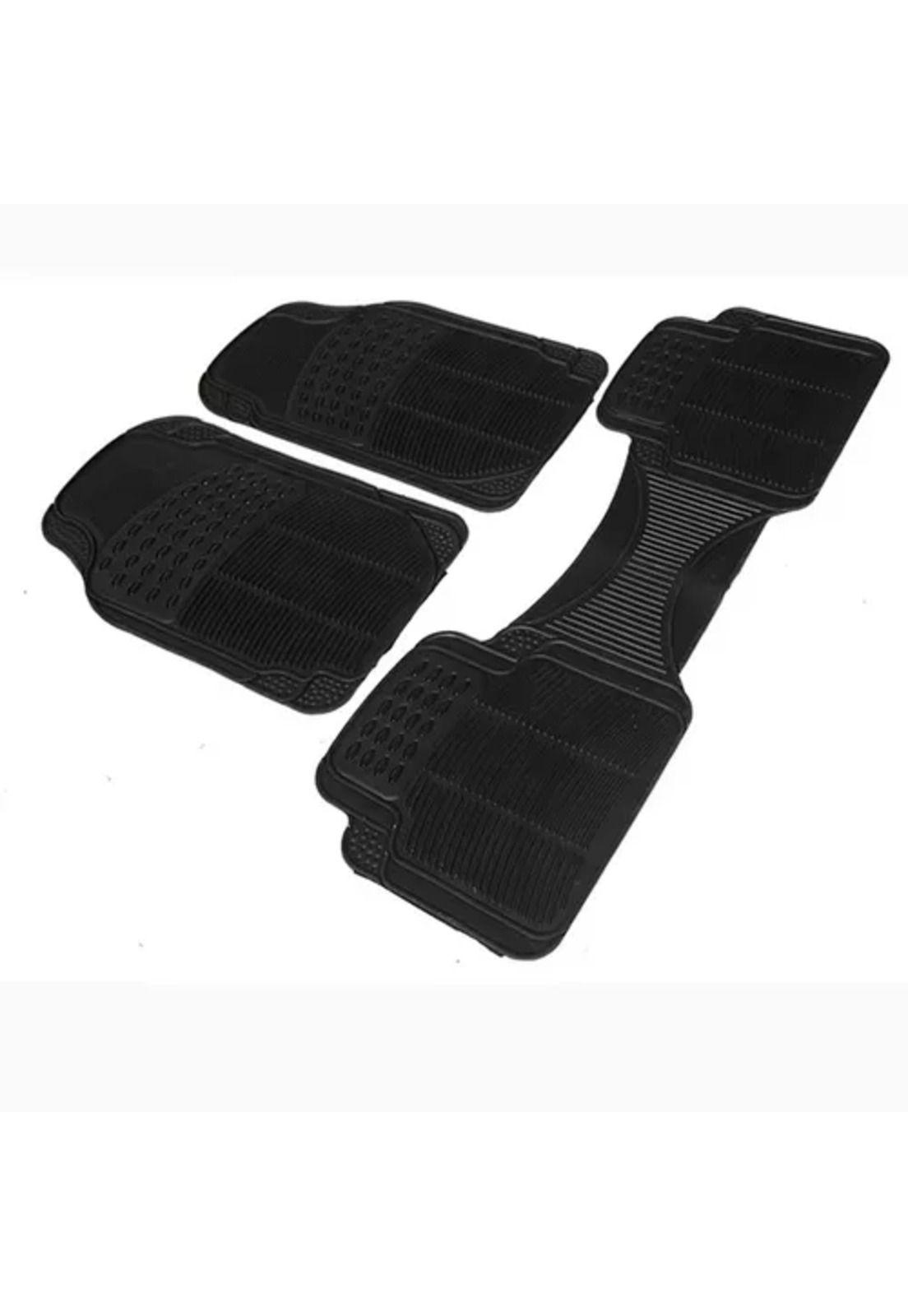 Alfombra de piso de goma para auto, universal, set de 3 piezas, color negro-2