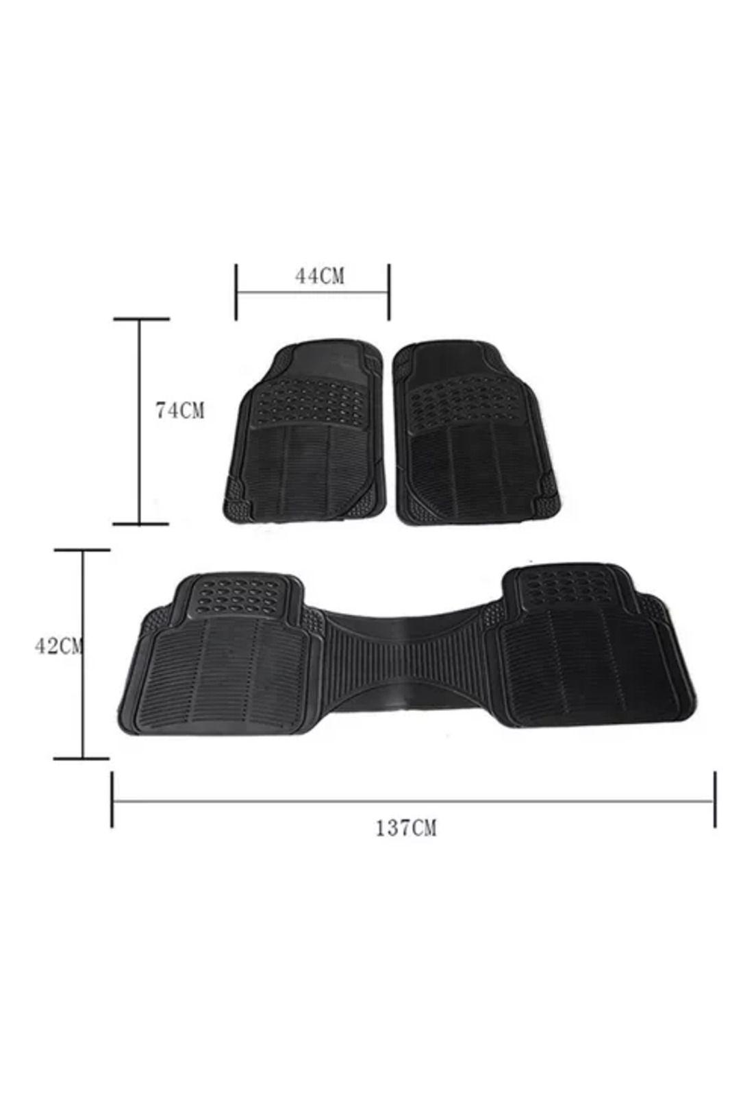 Alfombra de piso de goma para auto, universal, set de 3 piezas, color negro-3