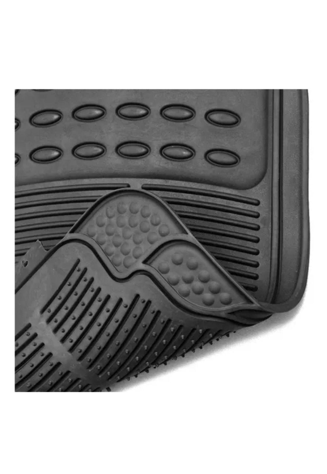 Alfombra de piso de goma para auto, universal, set de 3 piezas, color negro-5