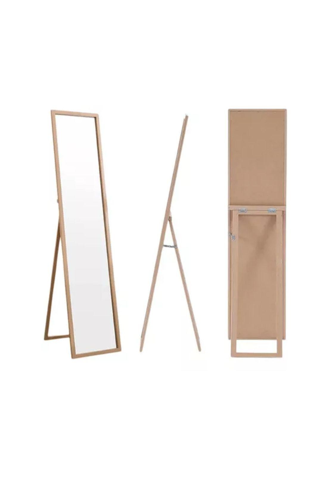 Espejo Cuerpo Entero 150x40cm Base Plegable Estilo Japonés Marrón-2