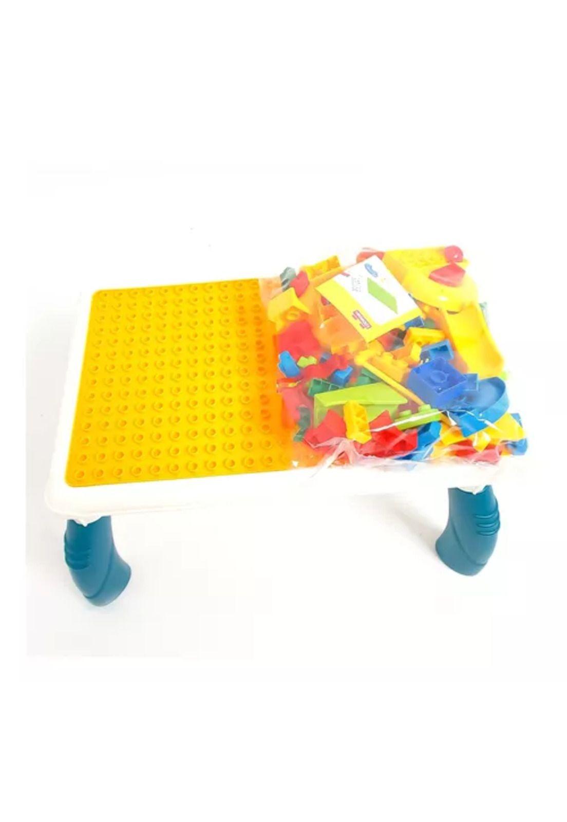Mesa de bloques de construcción con 106 piezas multicolor-3
