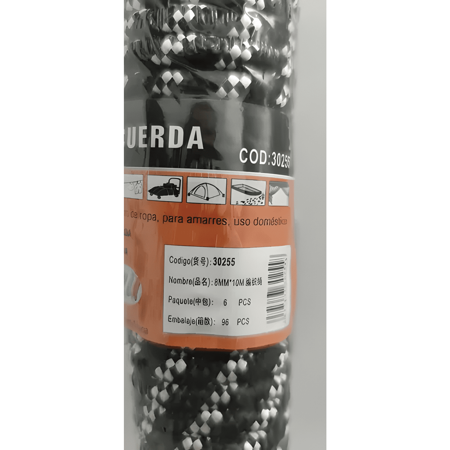 Cuerda cordel amarra soga polipropileno 8mm x 10 metros #9-2