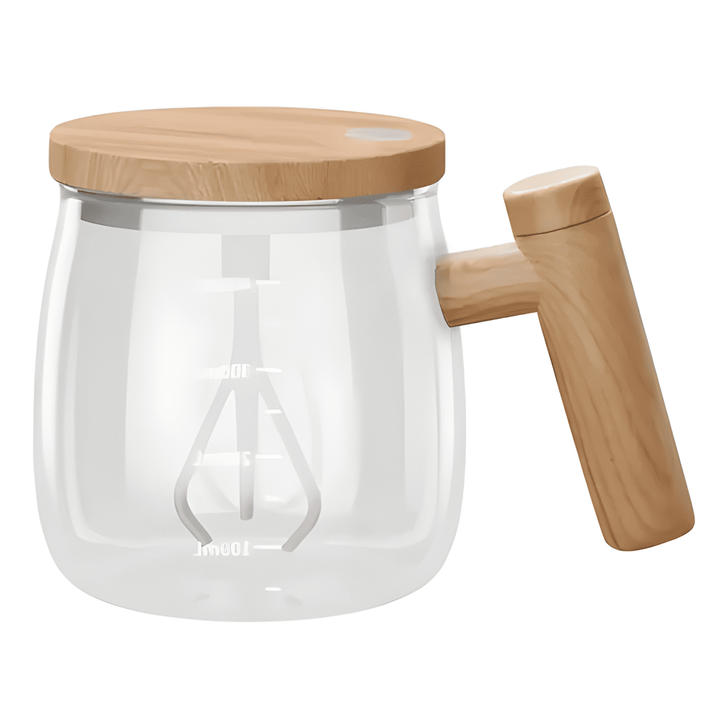 Taza mug eléctrica con batidor automático, marrón claro-0