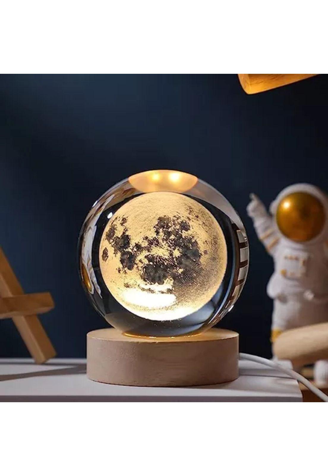 Lámpara de noche LED 3D de la luna y sistema solar, pantalla dorada-4