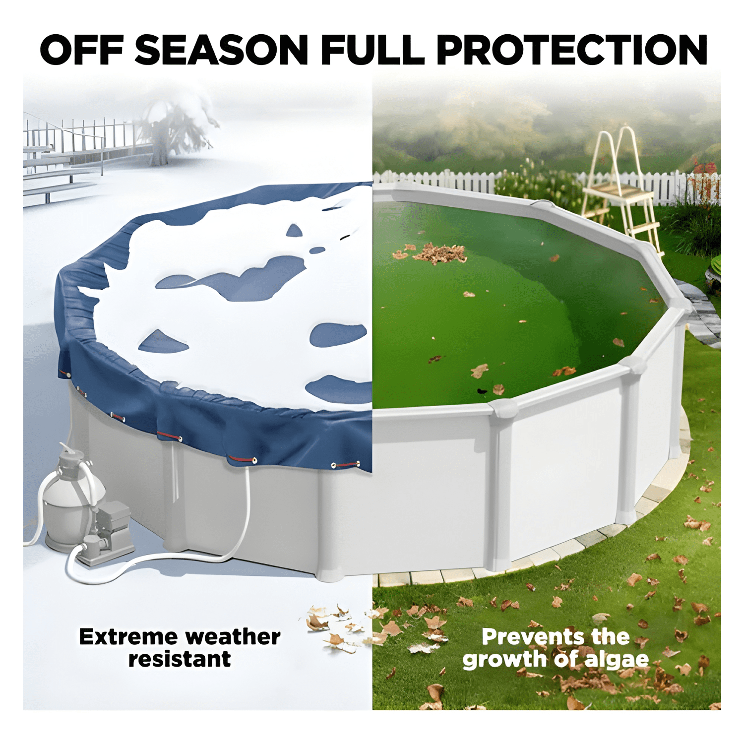 Cobertor oval resistente para piscinas elevadas 12x20 ft-2