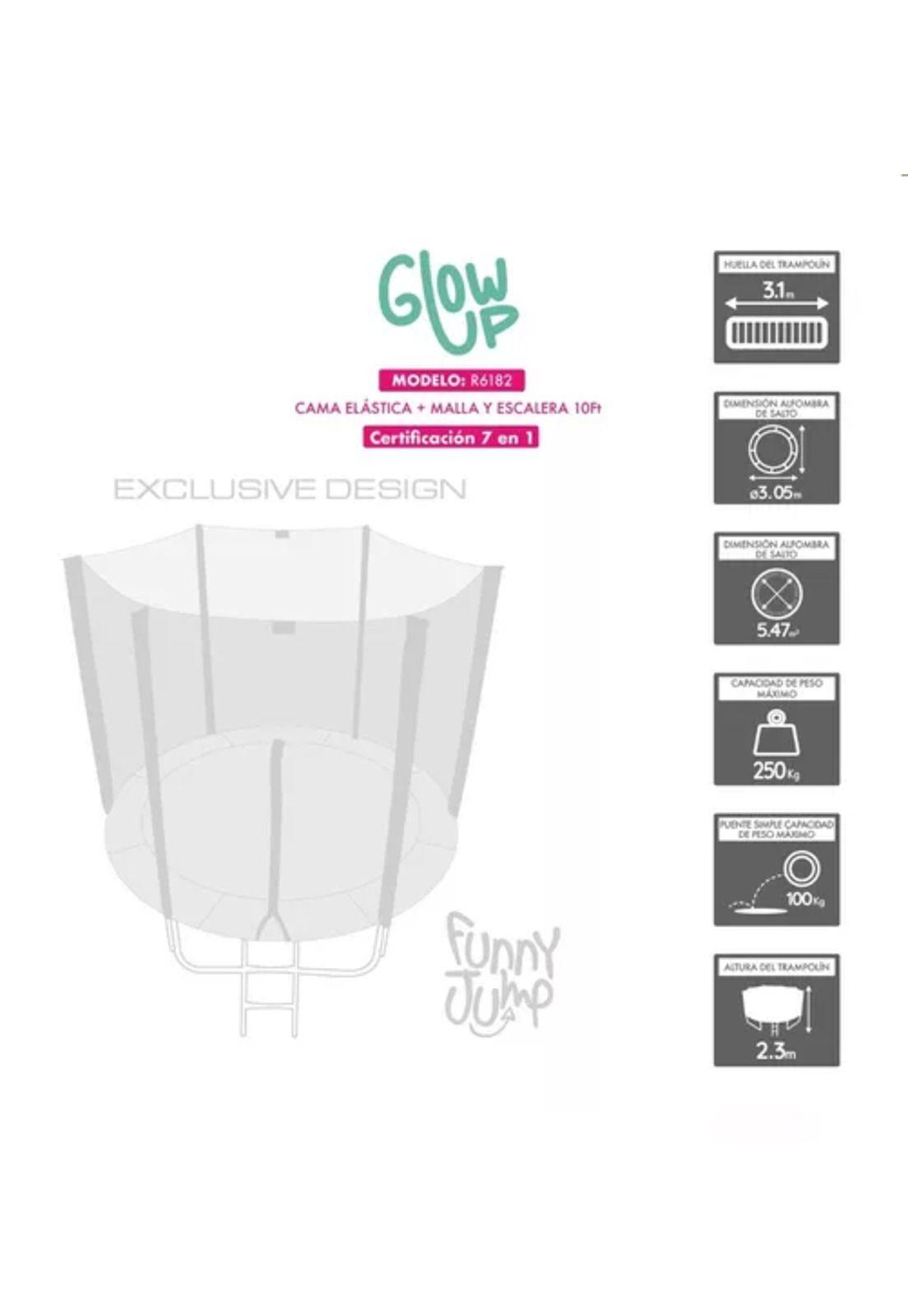 Cama elástica GlowUp 3,05 m 10ft edición exclusiva multicolor-4