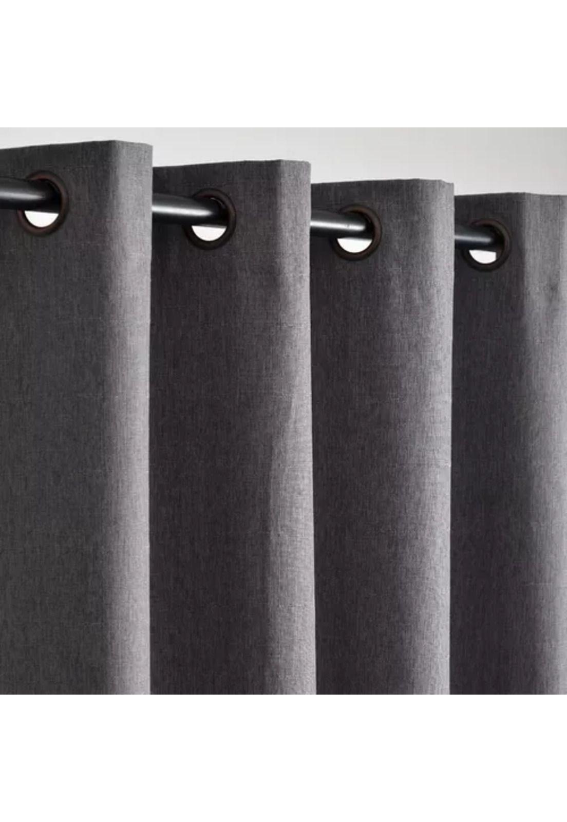 Cortina Lino Con Blackout Engomado Térmica 140x220 Gris Oscuro-2