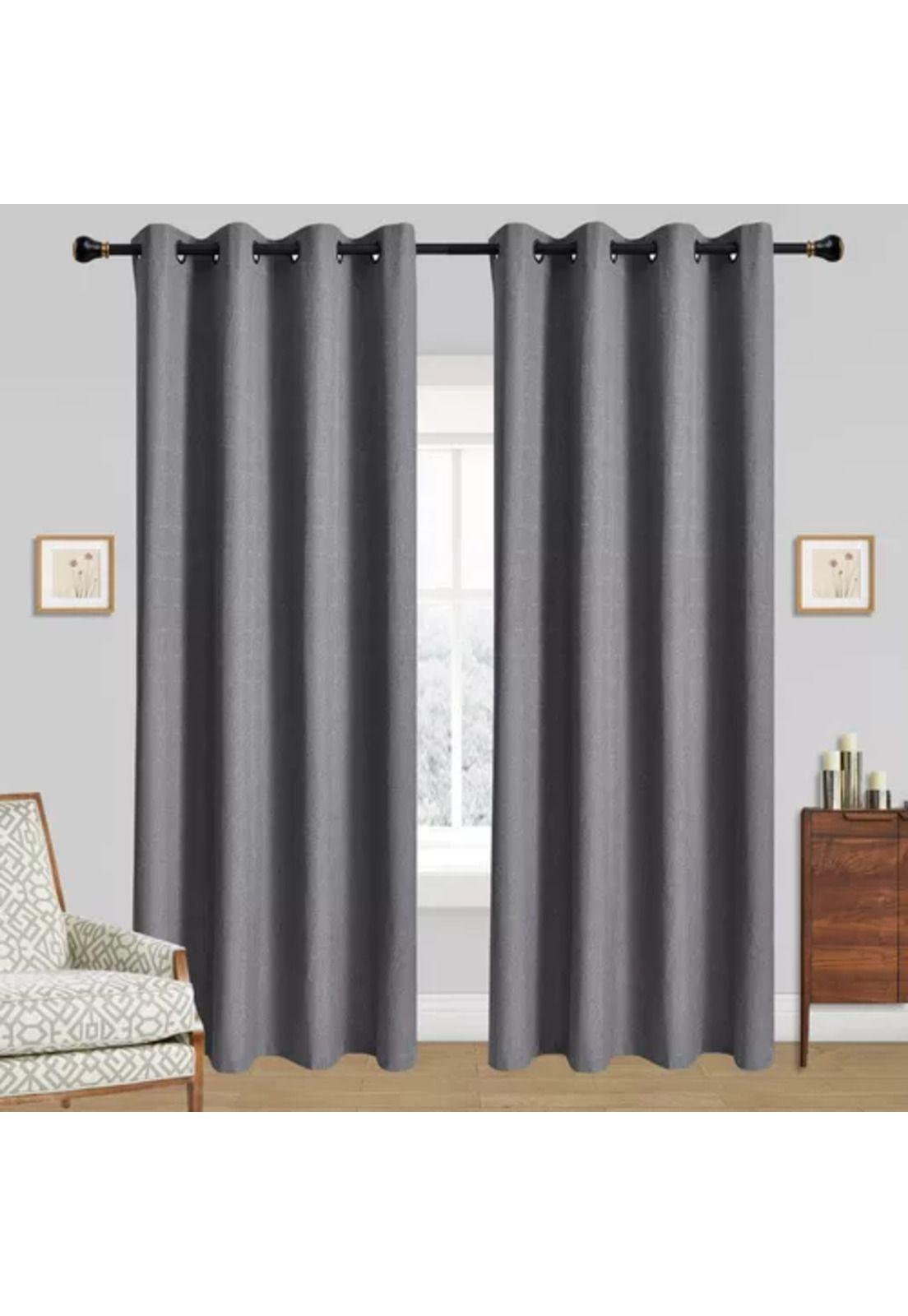 Cortina Lino Con Blackout Engomado Térmica 140x220 Gris Oscuro-3