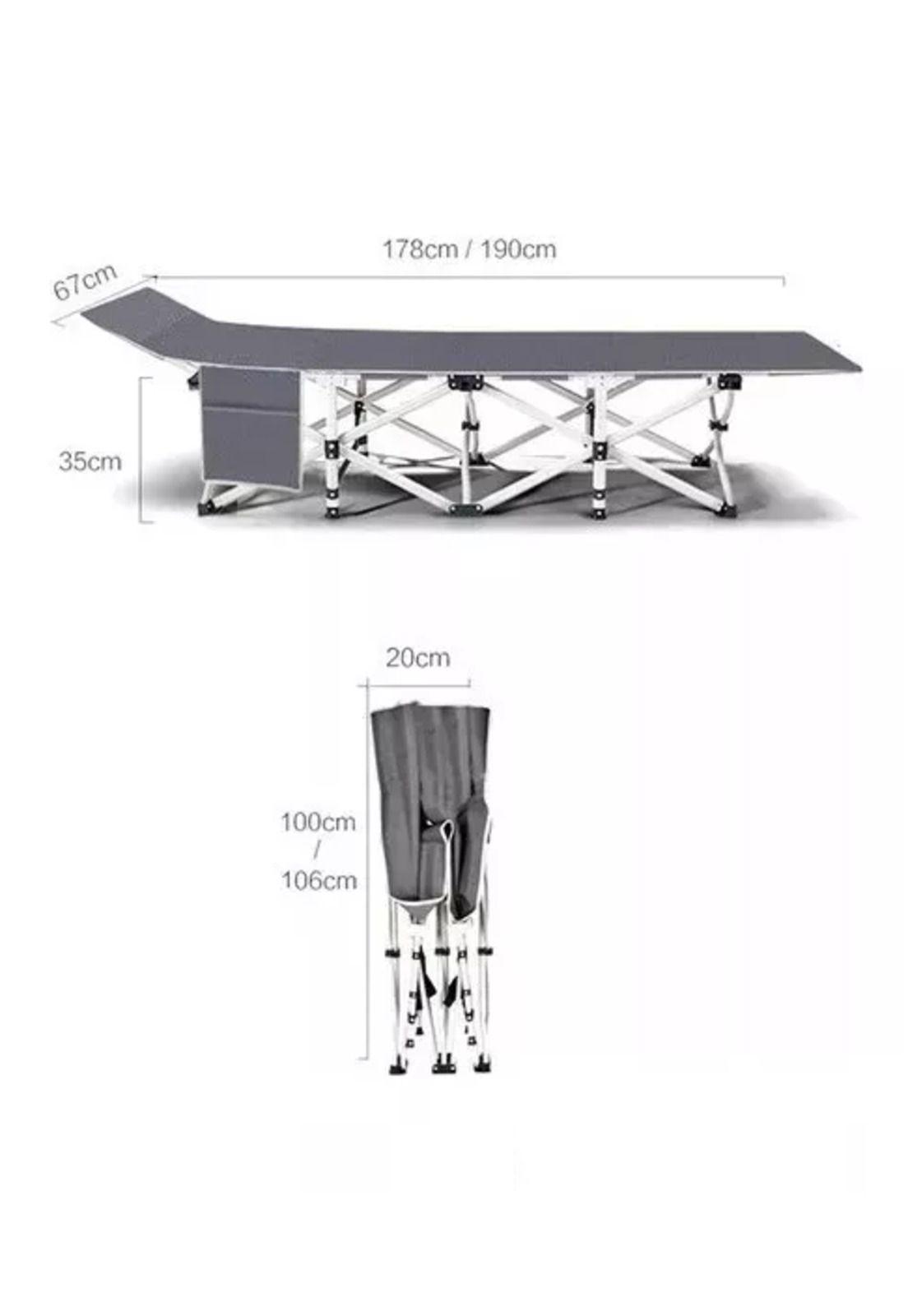 Catre cama campaña camping plegable + bolsa gris-2