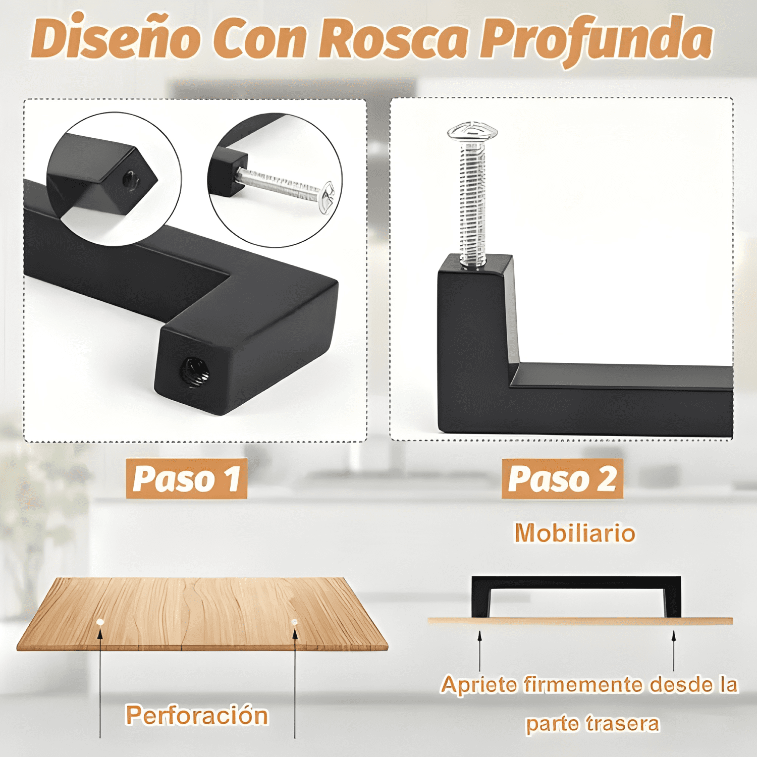 Manija tirador cocina acero inoxidable 268 mm 6u, negro-1