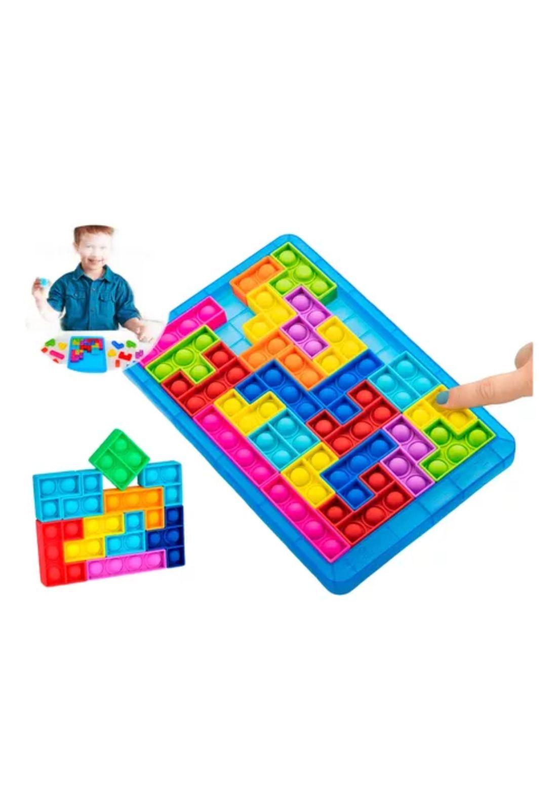Juego Pop It rompecabeza burbujas bloques Tetris puzzle, azul-0