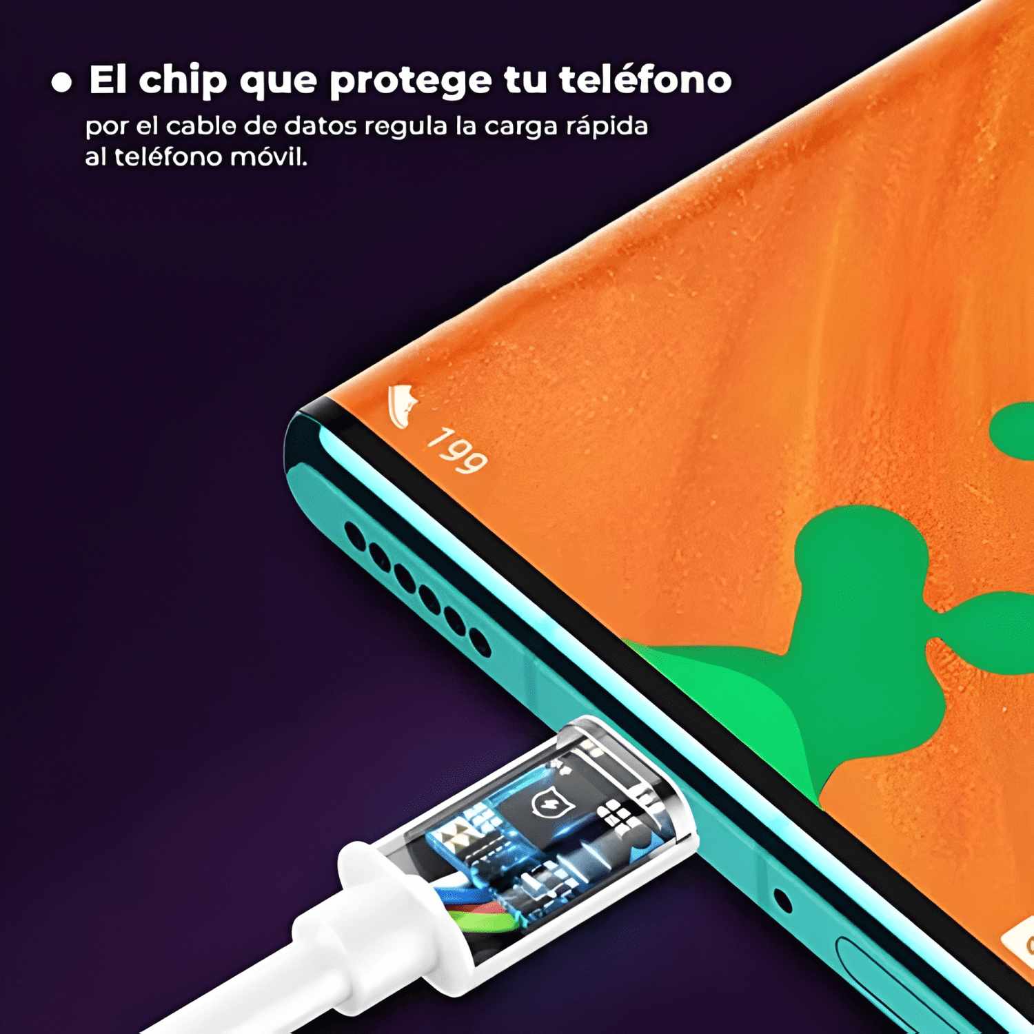 Cable tipo USB a tipo c para carga rápida android Blanco-4